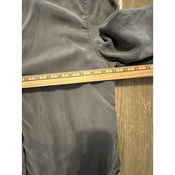 Zara Women Gray Oversized Small Lyocell Linen Button Down Lagenlook Layer Shirt - Picture 7 of 14